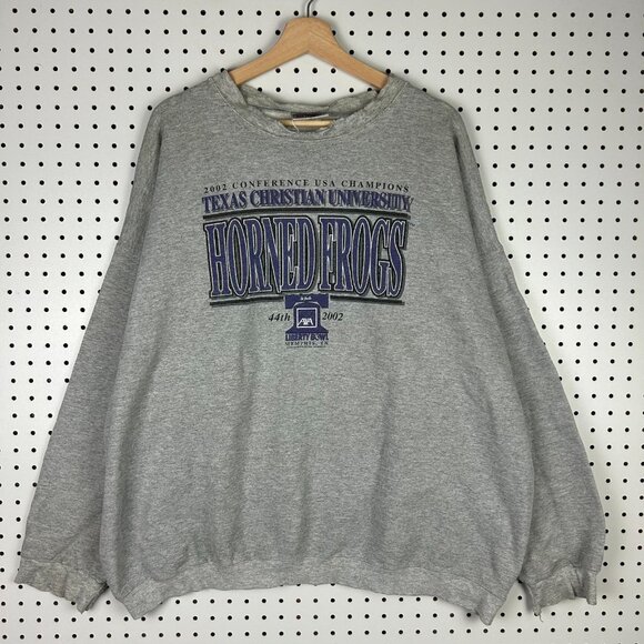 TCU Horned Frogs XXL Vintage Crewneck Sweatshirt Champions Gray Liberty Bowl Y2K - Picture 1 of 6